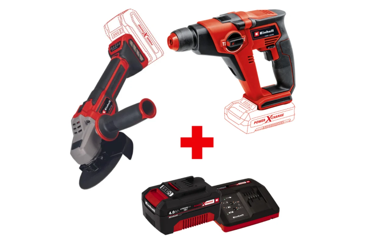 Набор Einhell: УШМ TP-AG 18/125 CE Q Li+ перфоратор TE-HD 18/12Li+L-case+акк 4Ач+ЗУ 3А 4431155SET2