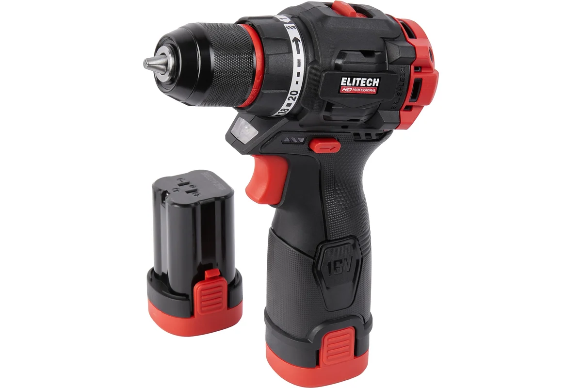 Дрель-шуруповерт аккумуляторная Elitech CD 16L2 (2*2Ач, 55Нм, кейс)(E2201.039.01) 205715